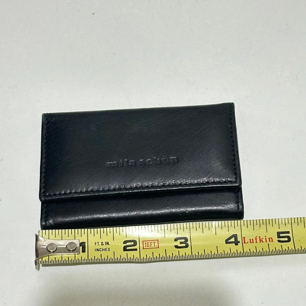 Mila Schon Black Leather Key Holder Case Wallet